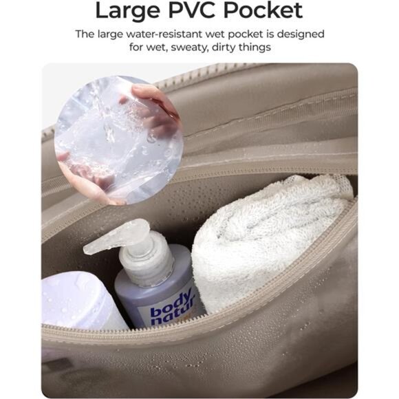 Gym Bag for Women, Duffle Bag for Travel with Wet Pocket, Lightweight Carry on - Picture 5 of 7